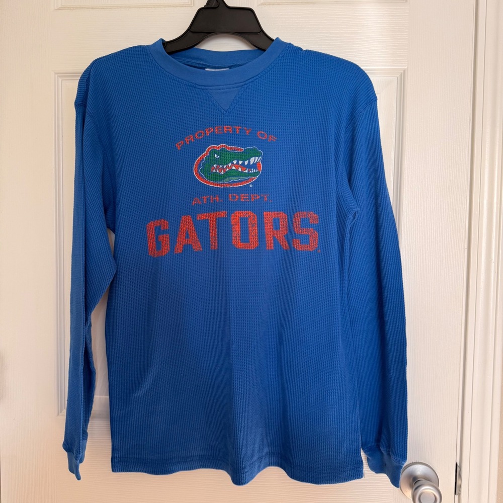 NCAA Florida Gators Long Sleeve Waffle Knit Thermal Shirt Blue Medium